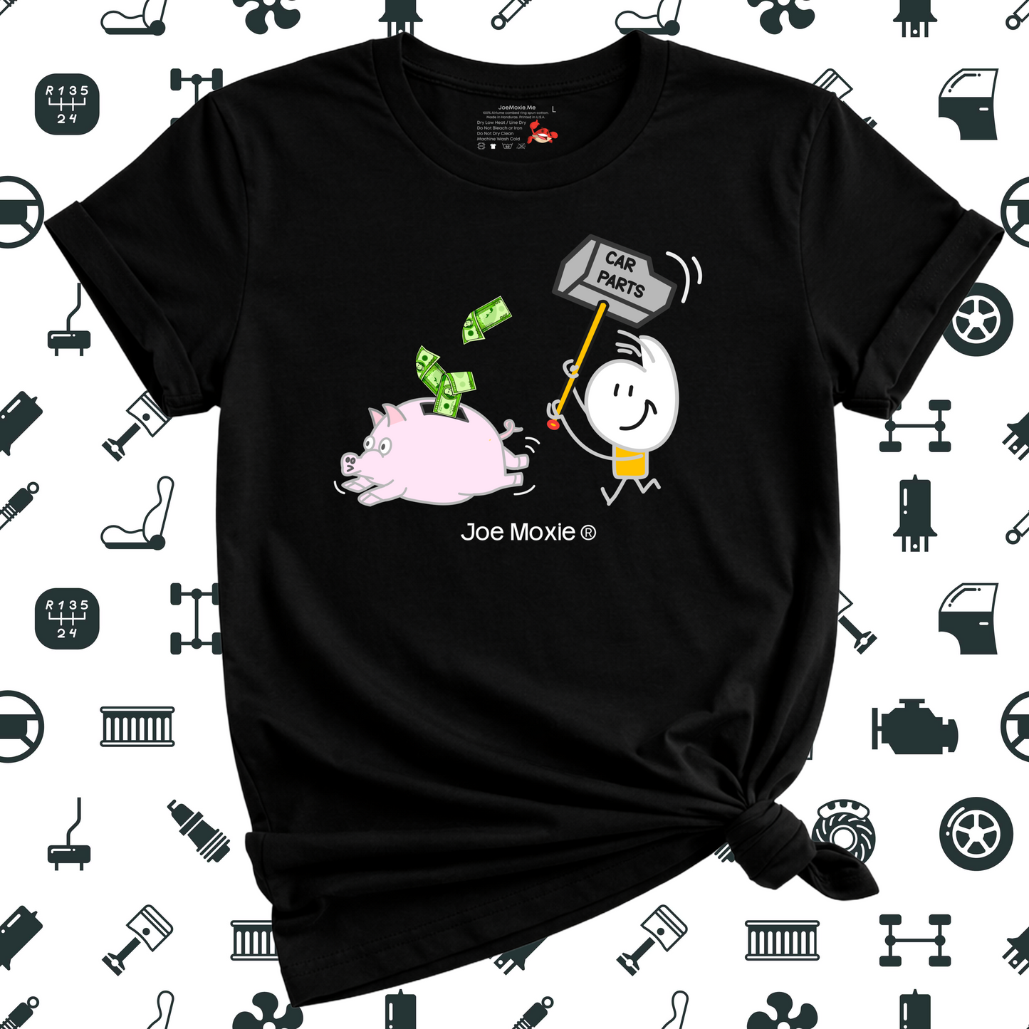 Joe Moxie® I Need More Car Parts Chasing Piggy Bank T- Shirt