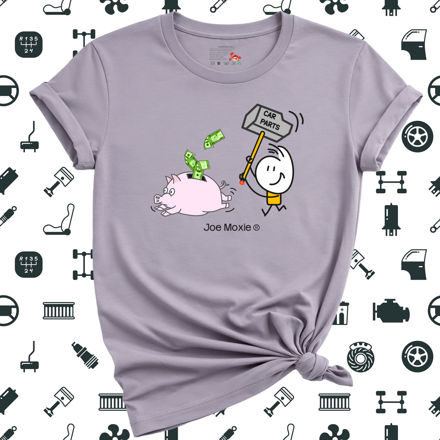Joe Moxie® I Need More Car Parts Chasing Piggy Bank T- Shirt
