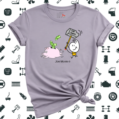 Joe Moxie® I Need More Car Parts Chasing Piggy Bank T- Shirt