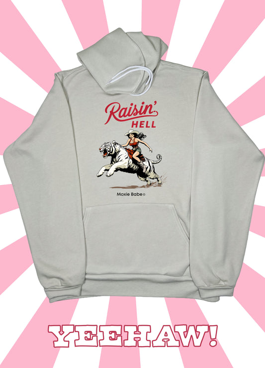 Moxie Babe® Raisin’ Hell Tan Hoodie